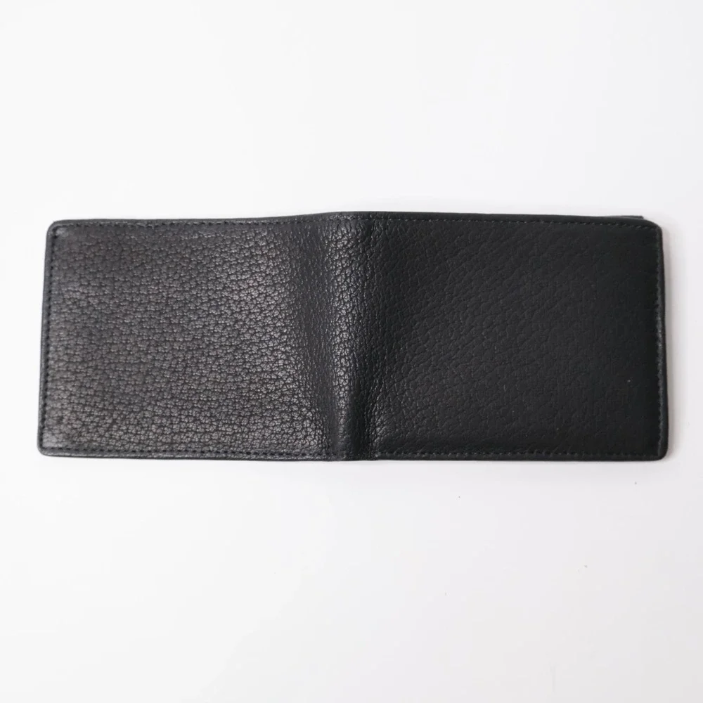 John Weitz Mens Black Pebbled Genuine Leather Bifold Wallet ID Window VTG NOS